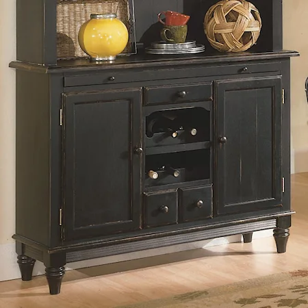 Rustic Black Buffet with Wine Rack